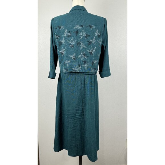 Miss Dorby Womens Size 10 Green 2 Pc Set Collared Vest Dress Padded Shoulders - Picture 2 of 16